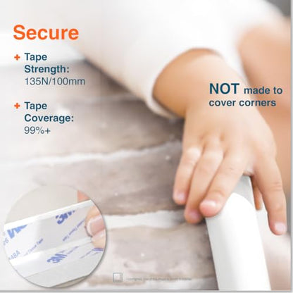 Roving Cove HeftyFit Edge Protector for Baby Proofing (12ft Large Edge Only), Heavy-Duty Soft Furniture Edge Bumper Guards, Desk Edge Cushion, Wall Corner Covers, 3M Adhesive, Oyster White (Off White)