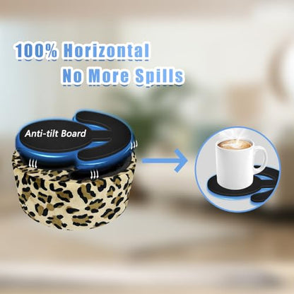 Xchouxer Couch Cup Holder Pillow, Sofa and Bed Organizer Caddy for Drinks, Remotes, Phones (Leopard)