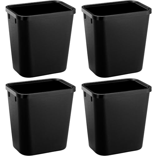 Black Small Trash Can 4Pack, 2Gallon/8L Plastic Office Trash Bin Garbage Can Under Desk, Trash Cans for Bedroom, Office and Kitchen, Trash Bins WasteBasket Fits Narrow Space, Plastic Trash Can