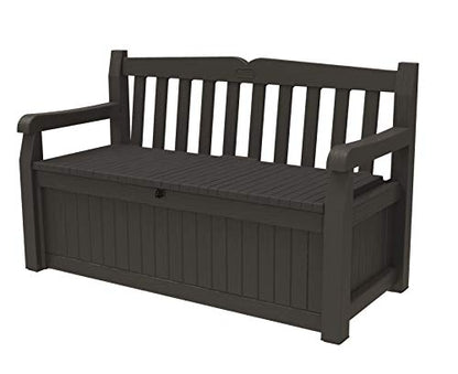Keter Solana 70 Gal Outdoor Storage Bench for Patio and Pool Accessories | Brown, Resin, Seating, Weatherproof, Lockable, Durable, Easy Assembly, Organization, Patio Cushions Storage, Garden Tools