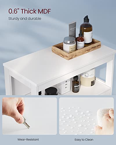 VASAGLE Bathroom Floor Cabinet, Bathroom Storage Cabinet, Freestanding, with Double Shutter Doors and Adjustable Shelf, for Living room, Entryway, Kitchen, White UBBC40WTV1
