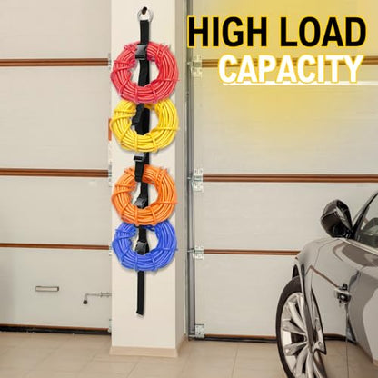 2 Pcs Extension Cord Organizers and Storage Garage Extension Cord Holder with 5 Slots Organizer Black Cord Organizer Straps for Vertical Space Cable Hose Rope String Lights