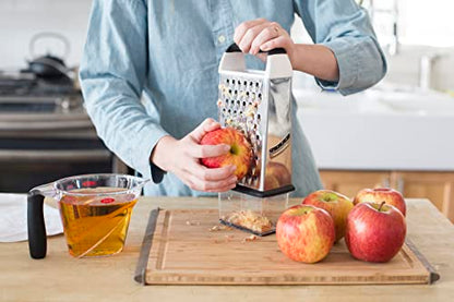 OXO Good Grips 4-Sided Box Grater for Cheese & Vegetables with Container | Stainless Steel Grating Surfaces, Non-Slip Handle, Detachable Container, Cheese, Vegetables, Zesting, Multi Purpose Grater