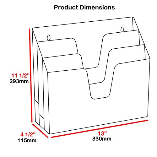 Acrimet Horizontal Triple File Folder Organizer Sorter, Letter Size, Clear | 3 compartments to separate and organize documents, folders and papers