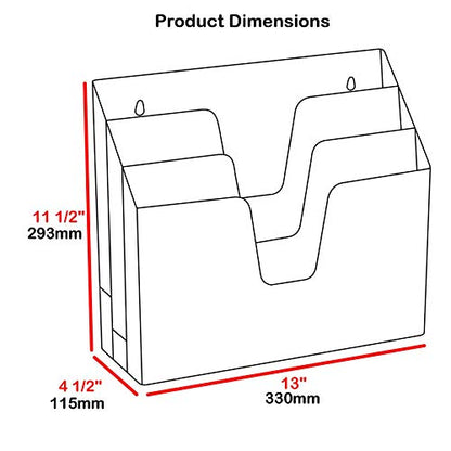 Acrimet Horizontal Triple File Folder Organizer Sorter, Letter Size, Clear | 3 compartments to separate and organize documents, folders and papers