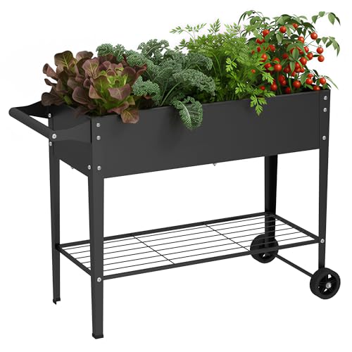 Elevate 32" Tall Raised Garden Bed with Wheel,Planter Box for Backyard,Outdoor Garden, Patio, Balcony, 400lb Capacity,Black