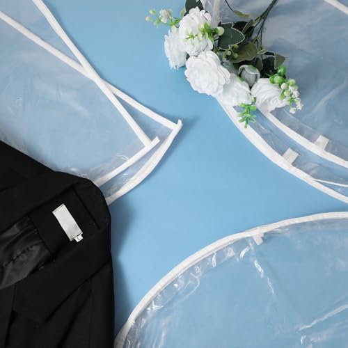 18 Pack Clear Shoulder Covers with 2" Gusset, 24" Wide x 12" High, Vinyl Dust Protectors for Hanging Clothes, Suits, Coats, Dresses, Closet Organizer
