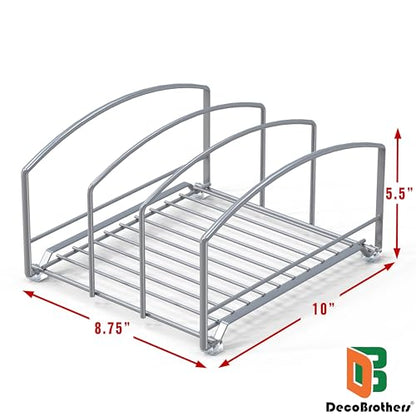 Deco Brothers Cookware Organizer Rack for Kitchen Cabinet, 3 Slot Holder | Silver