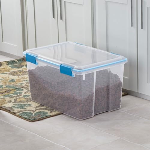 Sterilite 4-Pack 54 Quart Gasket Box, Home Storage Organizer Bins with Lids - Stackable Clear Plastic Containers for Bedroom, Bathroom, Garage, Basement, or Attic