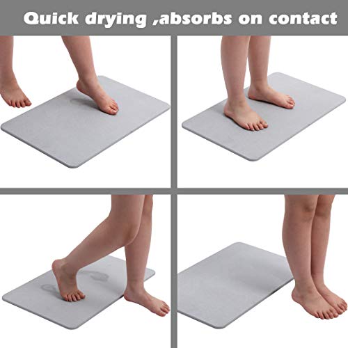 Stone Bath Mat Diatomaceous Earth Bath Mat Diatomite Large Fast Water Drying Diatom Mud Foot Pad Bathroom Floor Mats Diomaschos Diomataceous Diacotomous Earth (Grey)