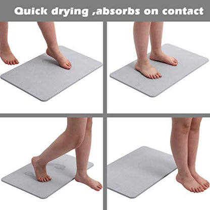 Stone Bath Mat Diatomaceous Earth Bath Mat Diatomite Large Fast Water Drying Diatom Mud Foot Pad Bathroom Floor Mats Diomaschos Diomataceous Diacotomous Earth (Grey)
