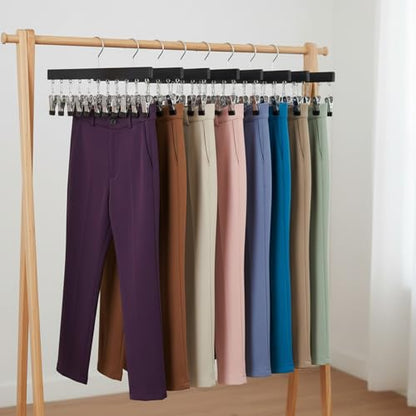 Legging Organizer for Closet Hanging 4 Pcs Pant Legging Hanger with 12 Clip | For Closet,Hold 48 Pants, Jeans, Hats, Shorts, Socks, 360° Rotating Space Saving Hanging Clothes Organizer for Closet Storage