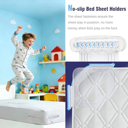 Bed Sheet Holder for Corners, 4PCS Bed Sheets Secure Corners Gripper, White | Secure Bed Sheet Lock, Fit All Sheet Sizes, Durable ABS, Mattress Sheet Fasteners, Non-Slip Design, Easy Installation