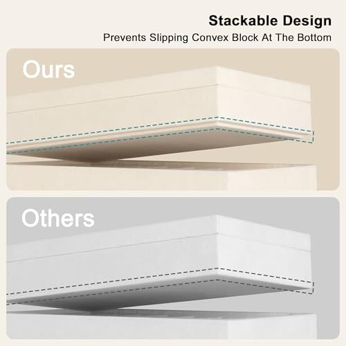 Stackable Jewelry Trays,Set of 4 Jewelry Organizer for Drawer | Glass Lid,Removable Dividers,Real Stackable Design,Velvet Material,Drawer Inserts,Jewelry Box for Earring Rings and Necklace