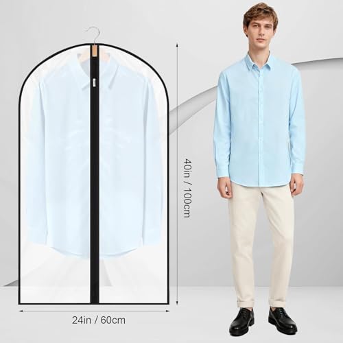 12 Pack Peva Garment Bags 24 x 40 In, Translucent Clothes Covers | Waterproof, Dustproof Peva, Reusable, For Suits, Shirts, Coats, Home Or Travel Use