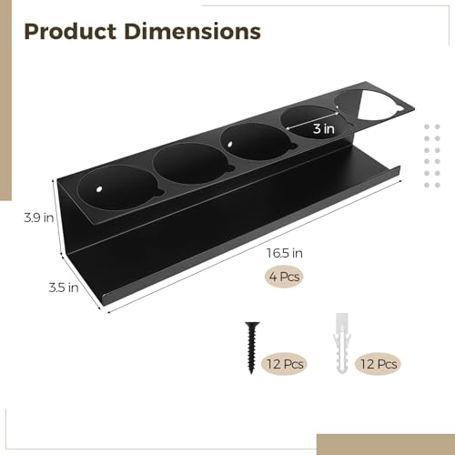 4 Pcs Spray Can Holder Organizers, 5-can Wall-Mounted Aerosol Can Storage Racks with 3" Openings, Heavy-Duty Metal Paint Bottle Organizers for Garage, Shop, Utility Room