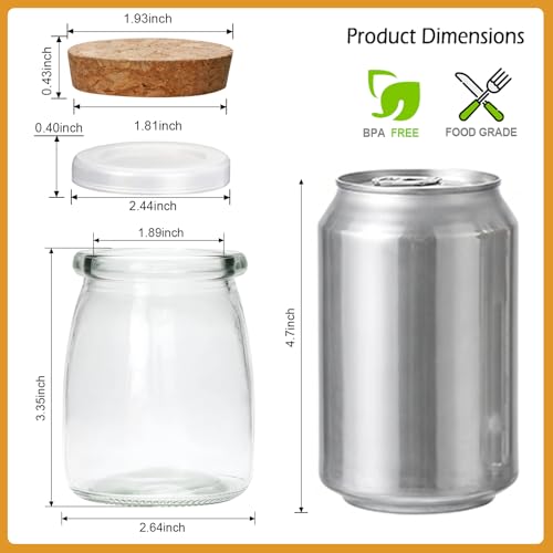 7 oz Glass Jars with Lids,Mini Yogurt Jars 30 Pack, Apothecary Jars