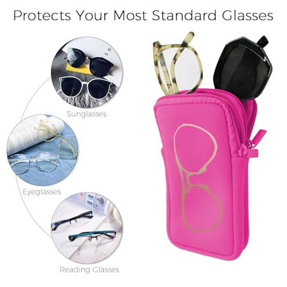 Double Glasses Case Neoprene Pouch Soft Eyeglass Sunglasses Cases With Cleaning Cloth