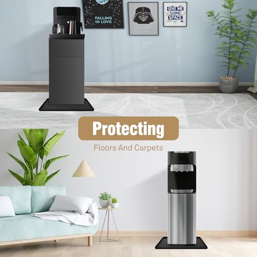 Water Cooler Mat - (22" x 19") Non-Slip Water Cooler Mat with Raised Edge for Foor Protector, Under Water Dispenser Mat Used for Bedrooms, Kitchens,Offices, Bars (Black)
