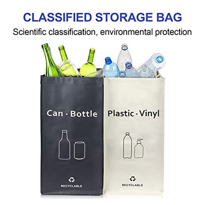 JIALAI HOME Recycling Bin, Separate Large Recycle Bins for Kitchen - Indoor Home Trash Bin, Recyclable Waste Trash Sorting Organizer, Durable, Washable, Affordable Recycle Bags, 2 Pack