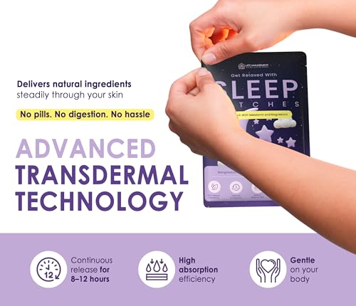 Life Management Sleep Patches for Adults, Overnight Topical Patches with Melatonin, Magnesium, Valerian Root & Hops, Bedtime Routine Stickers, 30 Count