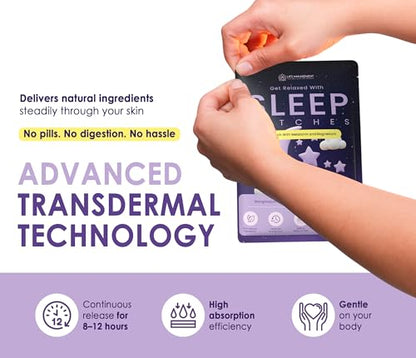 Life Management Sleep Patches for Adults, Overnight Topical Patches with Melatonin, Magnesium, Valerian Root & Hops, Bedtime Routine Stickers, 30 Count