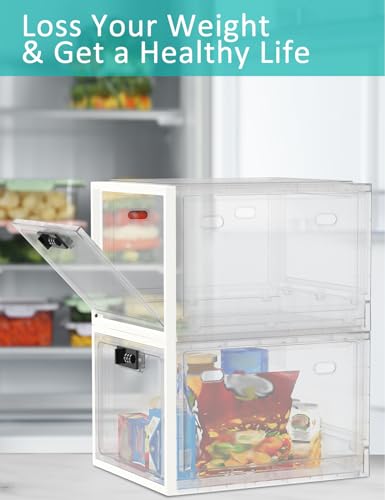 Medicine Lock Box for Safe Medication, 10L Lockable Storage Box for Fridge/Snacks Food, Phone Lock Boxes with Combination Code for Home/Dorms/Office Storage (1, Translucent White)