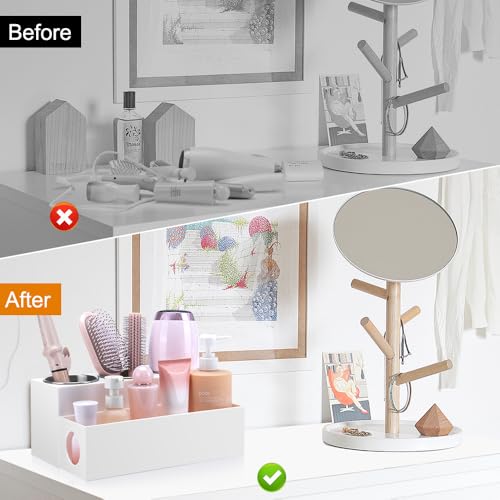Hair Tool Organizer with 3 Stainless Steel Cups, Cooling Hot Tools | Bathroom Vanity Storage, Hair Styling Accessorier Hair Dryer, Blow Dryer, Curling Iron, Flat Iron, Hair Straightener