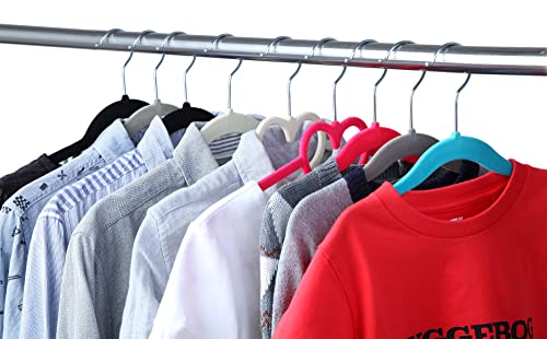 Finnhomy Non-Slip Clothes Hanger for Baby and Kids 30-Pack Velvet Hangers with 10 Finger Clips,Beige
