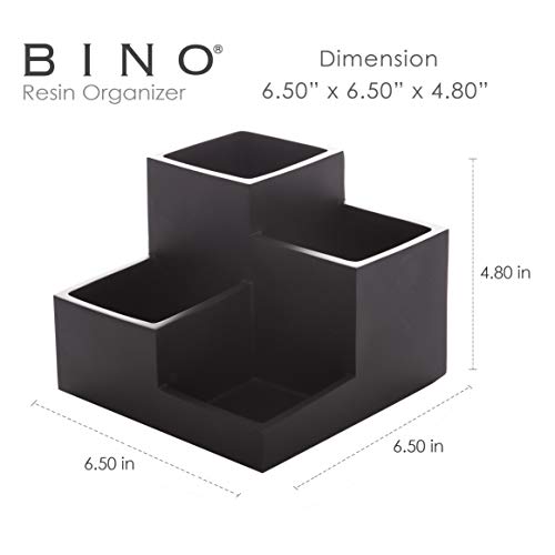 BINO | Multi Purpose 4 Compartment Organizer - Make up Organizer for Vanity - Makeup Holders for Bathroom - Toiletry Countertop - Toothbrush and Bathroom Accessories Holder - Matte Black