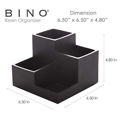 BINO | Multi Purpose 4 Compartment Organizer - Make up Organizer for Vanity - Makeup Holders for Bathroom - Toiletry Countertop - Toothbrush and Bathroom Accessories Holder - Matte Black