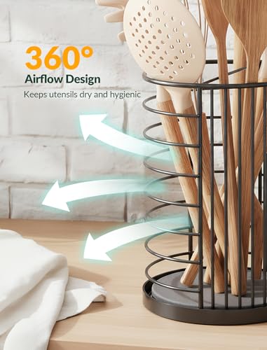 Kitchen Utensil Holder, Black Metal Organizer with... (Black)