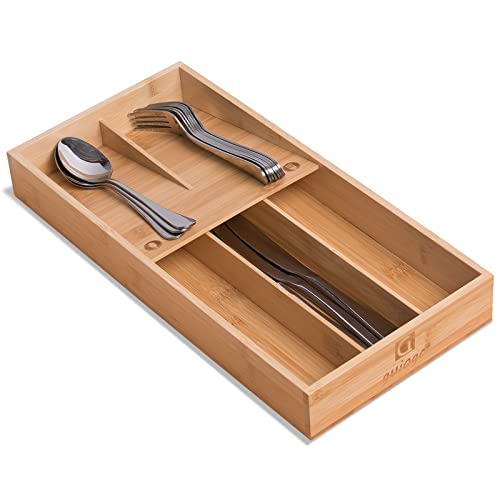 Bamboo Silverware Organizer, Kitchen Silverware Dr... (Natural | Bamboo)