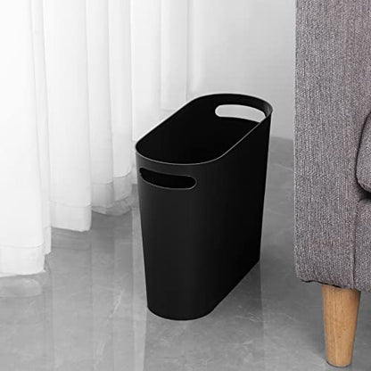 Small Trash Can, 3.5 Gallon Slim Garbage Can Plast... (Black | Plastic)