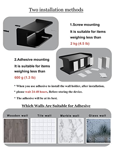 Bedside Wall Shelf Organizer, Small Bedside Shelf, (Black) | Wall Mount for Bed, Stick on Wall Shelf, Double Tray Holder for Storing Cellphone, Glasses, Keys, Camera , Alarm Clock
