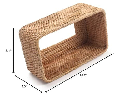 Rattan Tissue Box Cover, Rectangular Wicker Tissue Box Holder, Decorative Woven Facial Tissue Holder for Bathroom, Kitchen, Living Room, Bedroom (Natural)