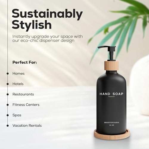 Black Glass Hand Soap Dispenser Bathroom Set by Brighter Barns (Black)