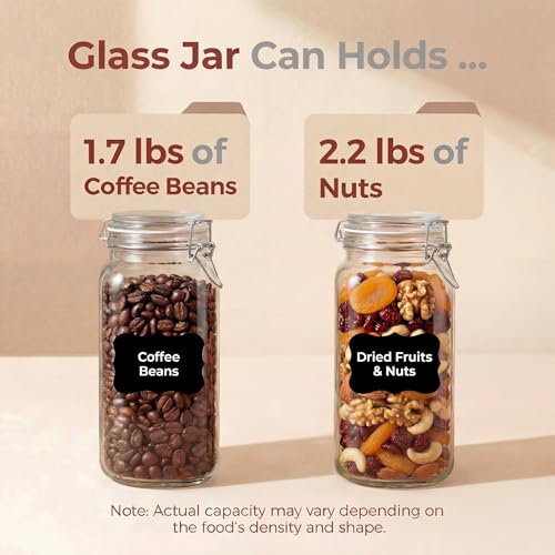 78oz Large Square Glass Jars with Airtight Lids, Wide Mouth Mason Jars 3P