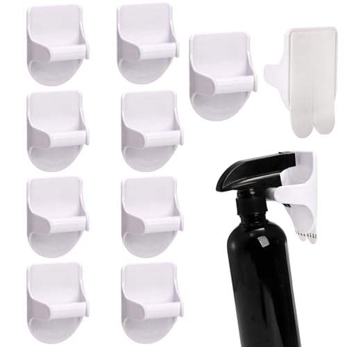 TOPZEA 10 Pack Spray Bottle Holder Hangers Wall Mount, Adhesive Spray Bottle Hooks Easy Install Wall Hanging Cleaning Bottles Organizer Storage Racks for Cabinet, Kitchen, Bathroom, Under Sink