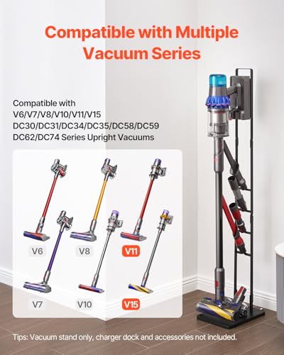 VEVOR Vacuum Stand, Compatible with V6 V7 V8 V10 V11 V15, Stable Vacuum Stand Holder with Wheels for DC30 DC31 DC34 DC35 DC58 DC59 DC62 D74 Cordless Upright Vacuum Cleaners & Accessories