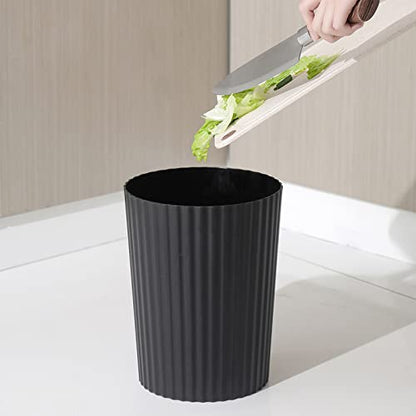 JiatuA Small Trash Can Plastic Wastebasket Round Garbage Container Bin for Bathroom, Kitchen, Bedroom, Home Office, College Dorm, Black | Sturdy Stylish Decor Round Garbage Container Bin for Kitchen, Bedroom, Home Office, College Dorm Essentials