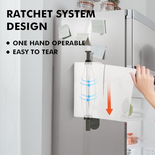 Magnetic Paper Towel Holder, One Hand Operable Pap... (Black)