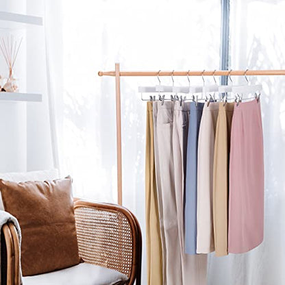Nature Smile Deluxe Wooden Pants Hangers Solid Wood Bottom Jeans Hanger Skirt Hanger with 2-Adjustable Clips Pack of 20 (White) | Solid Wood Bottom, Jeans Hanger, Skirt Hanger, 2-Adjustable Clips