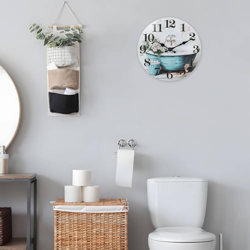 10 Inch Bathroom Wall Clock Rustic Waterproof Glass Wall Clock | Shower Room Pool Patio Garden