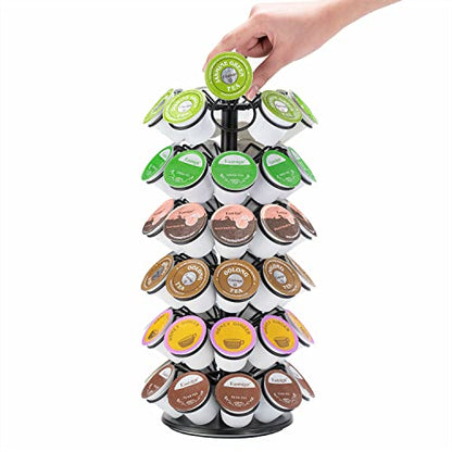 K Cup Storage, Coffee Capsules Pod Holder, 6 Tiers, 54 pods | K Cup Organizer, Spins 360-Degrees, Save Counter Space,Big Capacity for Home, Office