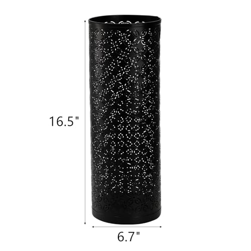 Hacaroa Metal Round Umbrella Stand Rack, Free Standing Umbrella Holder Bin, Canes Walking Sticks Holder for Entryway, Home, Office, Black