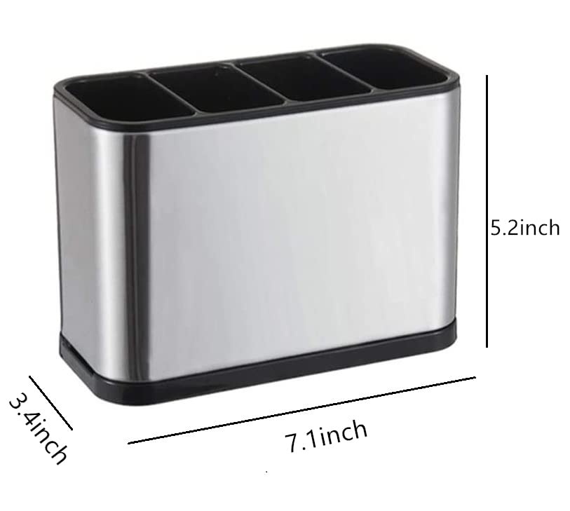 TESOT Silverware Caddy Utensil Caddy Spoon Holder with 4 Divided Compartments, Sturdy Stainless Steel, Rust Proof