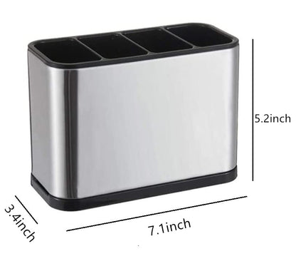 TESOT Silverware Caddy Utensil Caddy Spoon Holder with 4 Divided Compartments, Sturdy Stainless Steel, Rust Proof