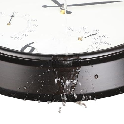 18 Inch Outdoor Clocks for Patio Waterproof & UV Resistant, Black | Built In Thermometer & Hygrometer,IP56 Weatherproof, Accurate & Easy to Read for Patio, Pool, Porch & Garden Decor