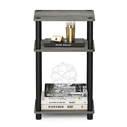 Furinno JUST Side Table, 3-Tier End Table, Open Shelves Night Stand, Bedside Table, Toolless Assembly, for Living Room, Bedroom, Bathroom, French Oak
